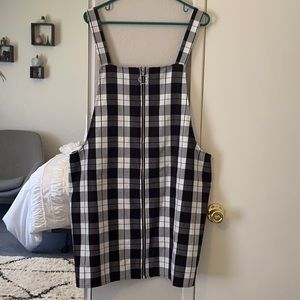 plaid zip up overall dress